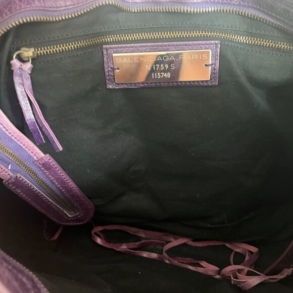 Balenciaga Purple Leather Polly Boston Bag - Picture 2 of 3
